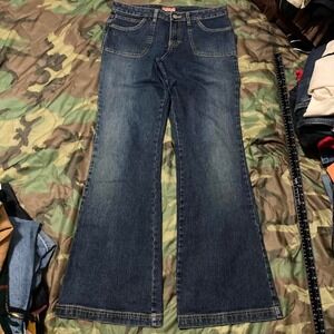 Union Bay carpenter flare jeans stretch vintage y2k contrast stitch women's 7/30